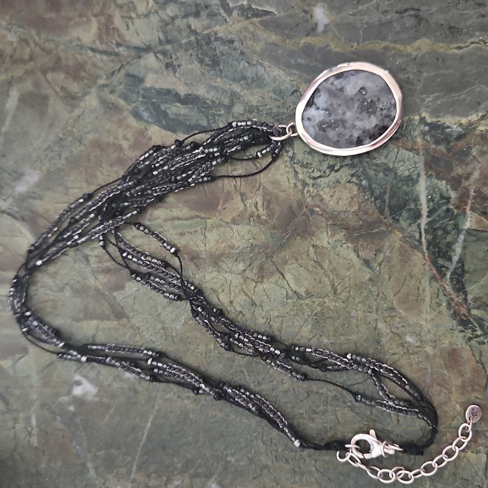 Silpada .925 Sterling Silver Glass bead five strand necklace with pendant - Picture 6 of 7